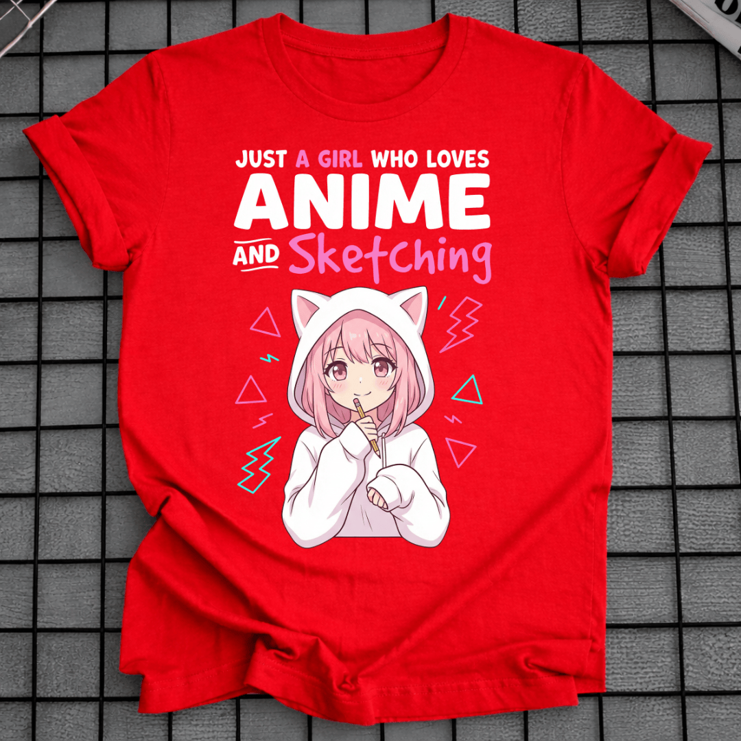 MÄDCHEN, DAS ANIME & SKIZZIEREN LIEBT T-SHIRT