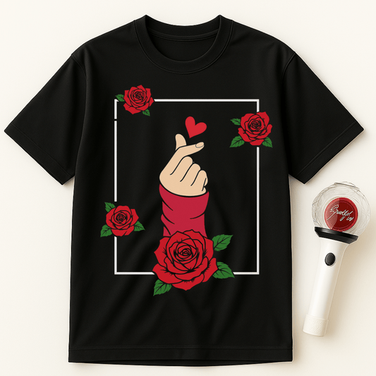 K-POP FINGER HEART ROSES UNISEX T-SHIRT