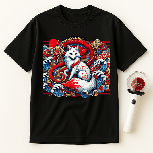 RED DRAGON WHITE FOX UNISEX T-SHIRT