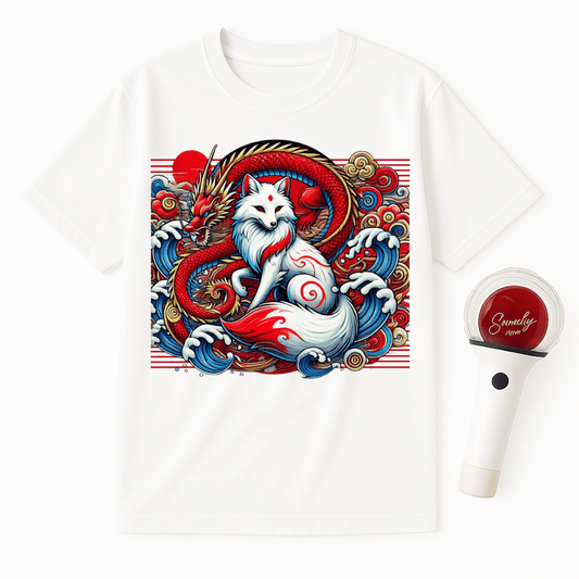 RED DRAGON WHITE FOX UNISEX T-SHIRT