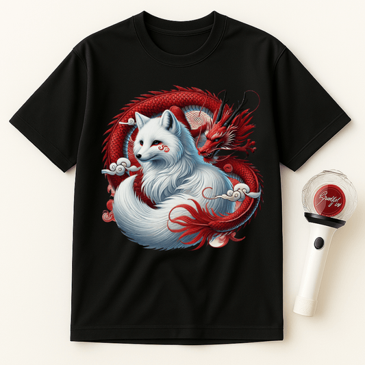 RED DRAGON WHITE FOX SPIRIT UNISEX T-SHIRT