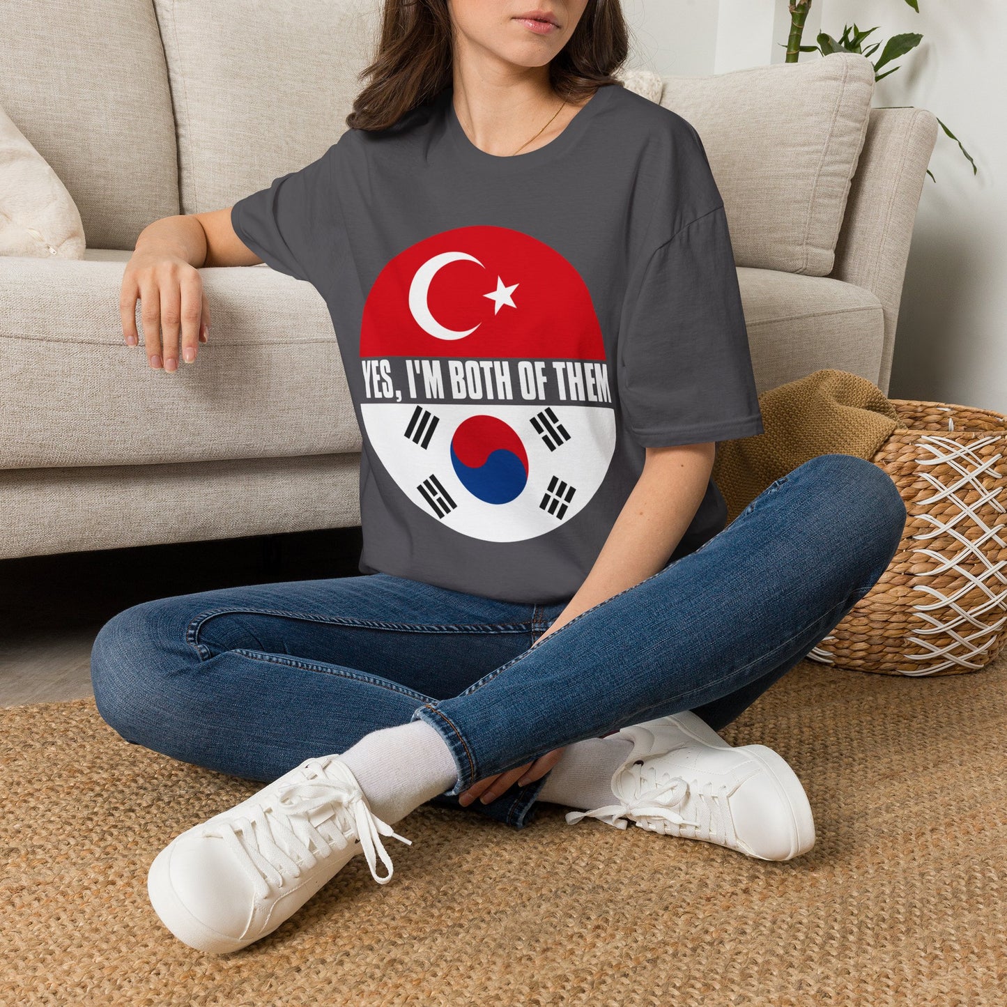 T-Shirt - "Yes, I'm Both of Them" Turkish & Korean Flag Heritage Tee