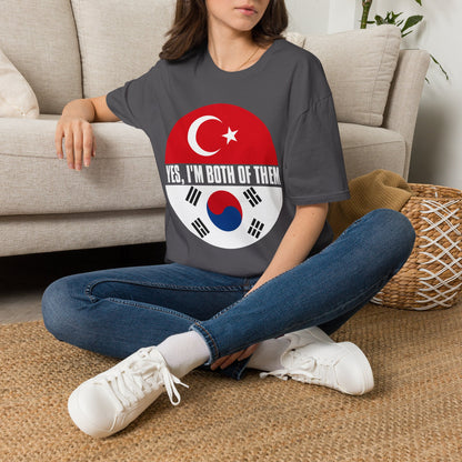 T-Shirt - "Yes, I'm Both of Them" Turkish & Korean Flag Heritage Tee