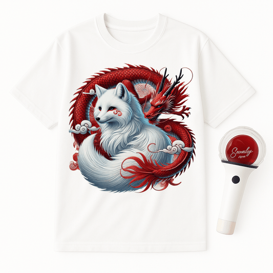 RED DRAGON WHITE FOX SPIRIT UNISEX T-SHIRT