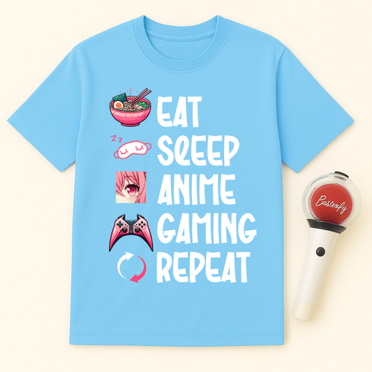 EAT SLEEP ANIME GAMING REPEAT UNISEX T-SHIRT