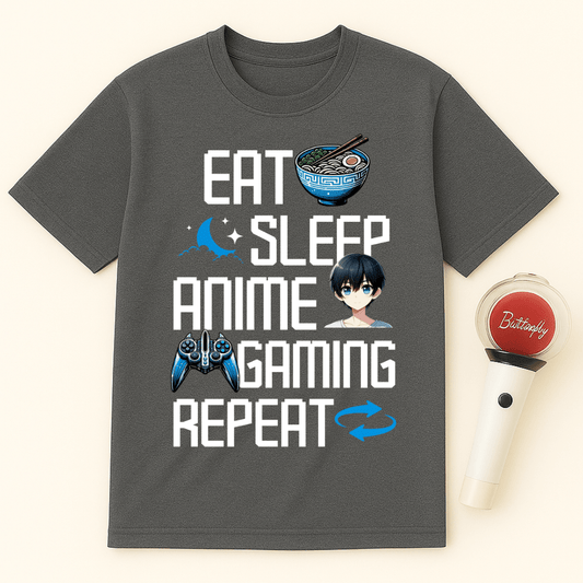 EAT SLEEP ANIME GAMING REPEAT UNISEX T-SHIRT