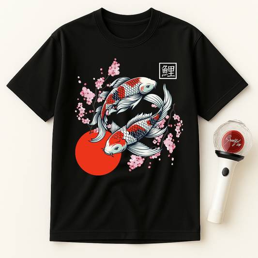 JAPANESE KOI FISH CHERRY BLOSSOMS UNISEX T-SHIRT