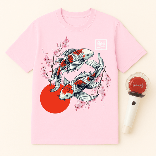 JAPANESE KOI FISH CHERRY BLOSSOMS UNISEX T-SHIRT