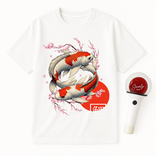 KOI FISH CHERRY BLOSSOMS UNISEX T-SHIRT