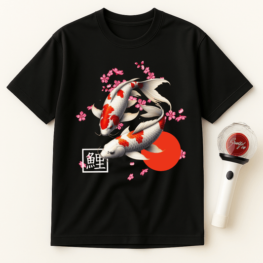 JAPANESE KOI FISH SAKURA BLOSSOMS UNISEX T-SHIRT