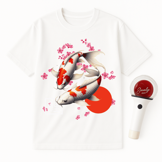 JAPANESE KOI FISH SAKURA BLOSSOMS UNISEX T-SHIRT