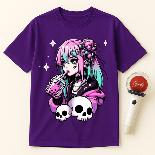 PASTEL GOTH GIRL WITH BOBA TEA UNISEX T-SHIRT