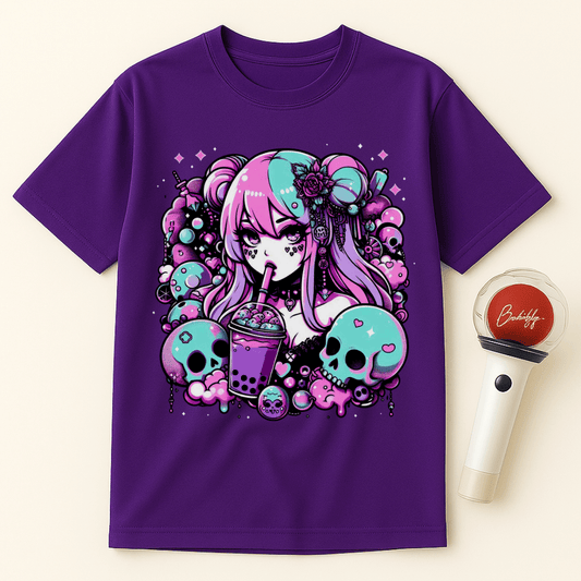 GOTH GIRL BOBA SKULLS UNISEX T-SHIRT