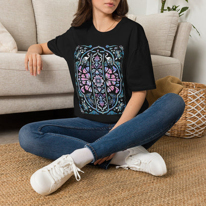 Stained Glass Floral Tee — Pastel Mandala Window Graphic T-Shirt