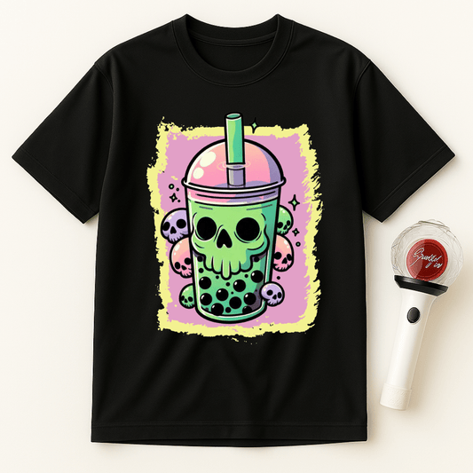 PASTEL GOTH SKULL BOBA TEA UNISEX T-SHIRT