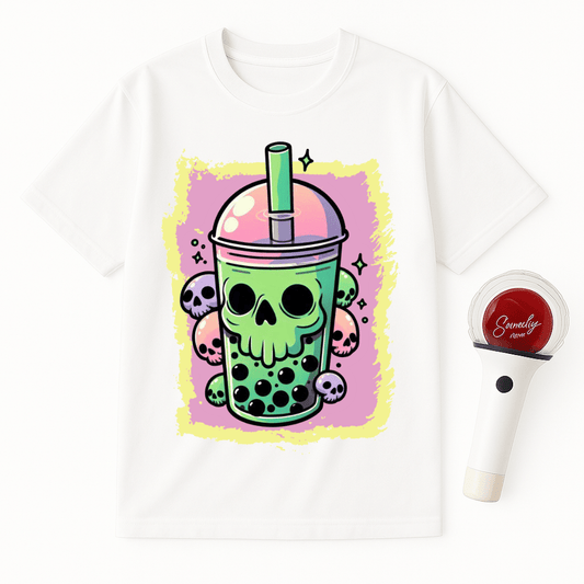 PASTEL GOTH SKULL BOBA TEA UNISEX T-SHIRT