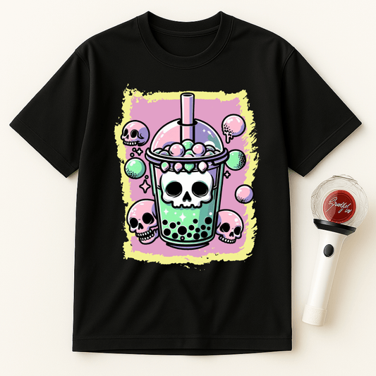 SKULL BOBA TEA PASTEL GOTH UNISEX T-SHIRT