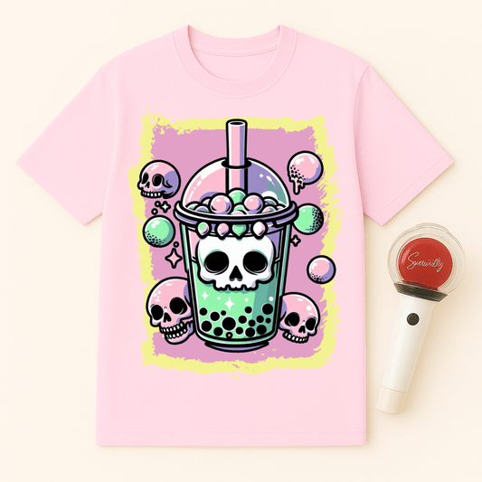 SKULL BOBA TEA PASTEL GOTH UNISEX T-SHIRT