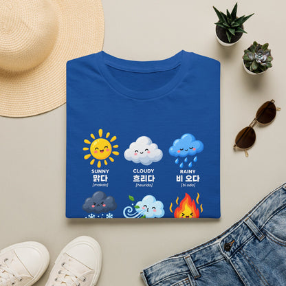 Weather Emoji Chart T-Shirt — Sunny Cloudy Rainy Korean Weather Icons
