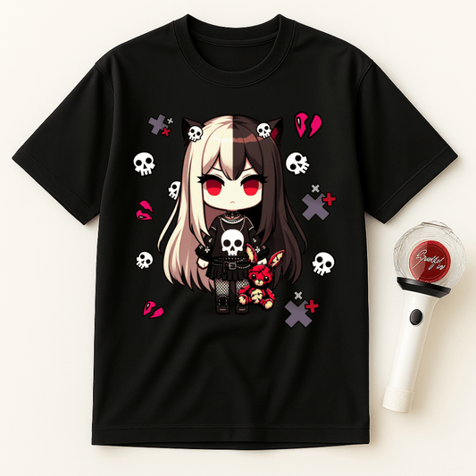GOTH GIRL RED EYES UNISEX T-SHIRT