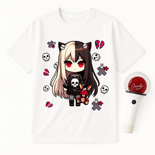 GOTH GIRL RED EYES UNISEX T-SHIRT