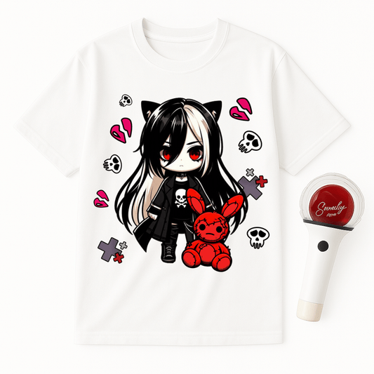 GOTH GIRL RED STUFFED BUNNY UNISEX T-SHIRT