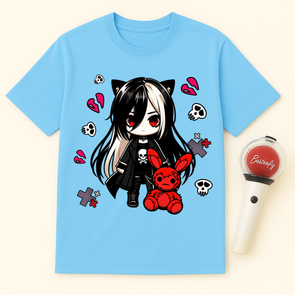 GOTH GIRL RED STUFFED BUNNY UNISEX T-SHIRT