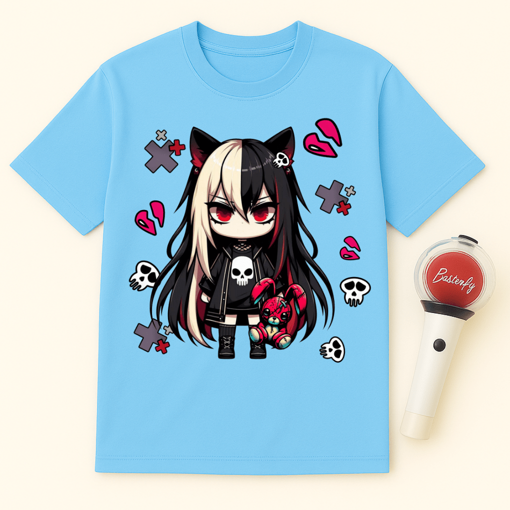 DARK GOTH GIRL RED BUNNY UNISEX T-SHIRT
