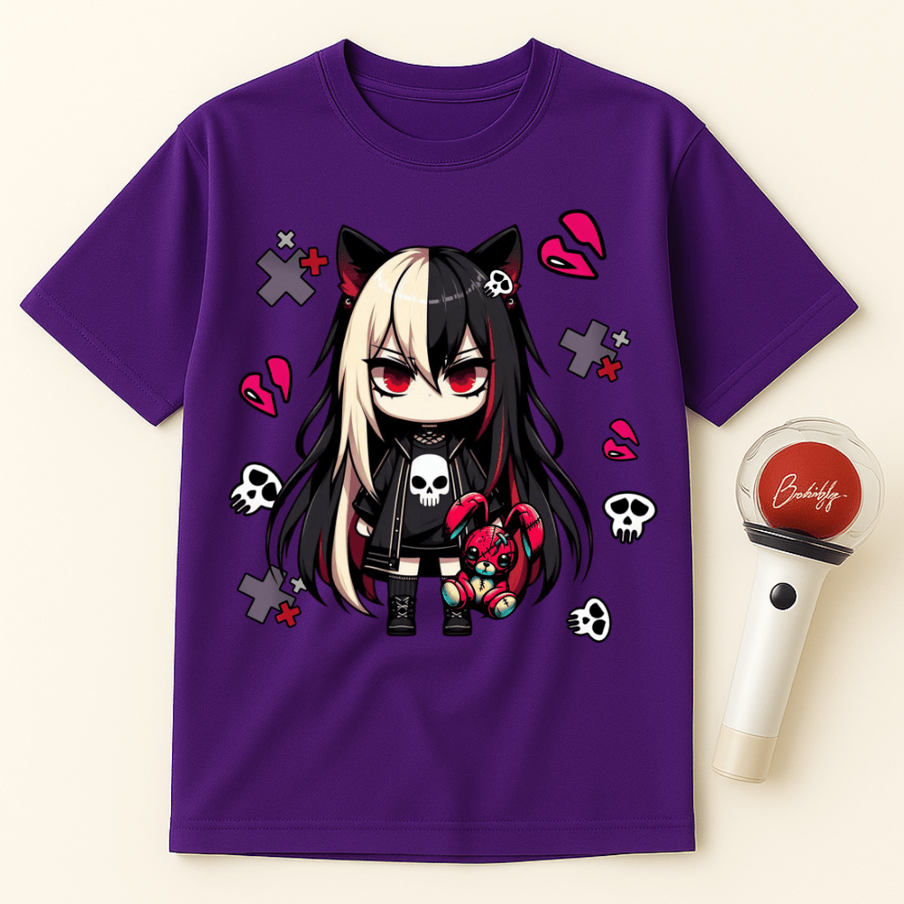 DARK GOTH GIRL RED BUNNY UNISEX T-SHIRT