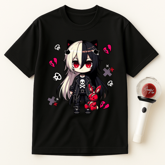 GOTH GIRL SKULL BUNNY UNISEX T-SHIRT