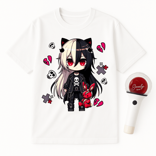 GOTH GIRL SKULL BUNNY UNISEX T-SHIRT