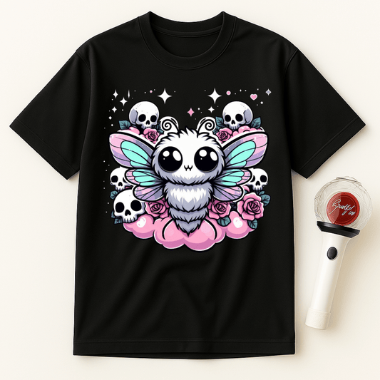 GOTHIC MOTH SKULLS ROSES UNISEX T-SHIRT