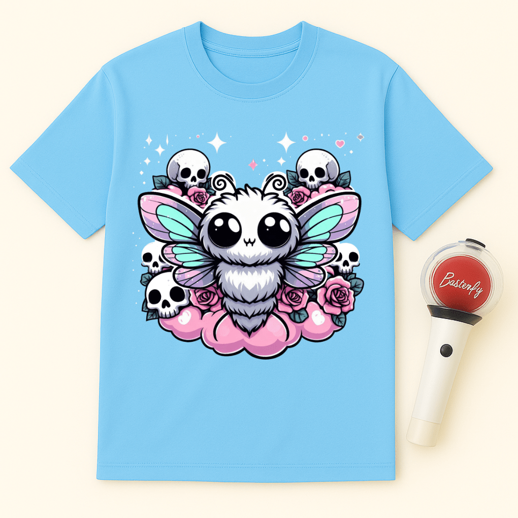 GOTHIC MOTH SKULLS ROSES UNISEX T-SHIRT
