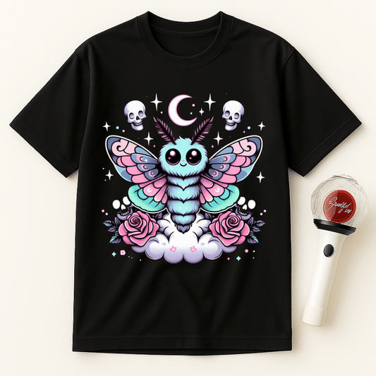 GOTHIC MOTH SKULLS ROSES UNISEX T-SHIRT