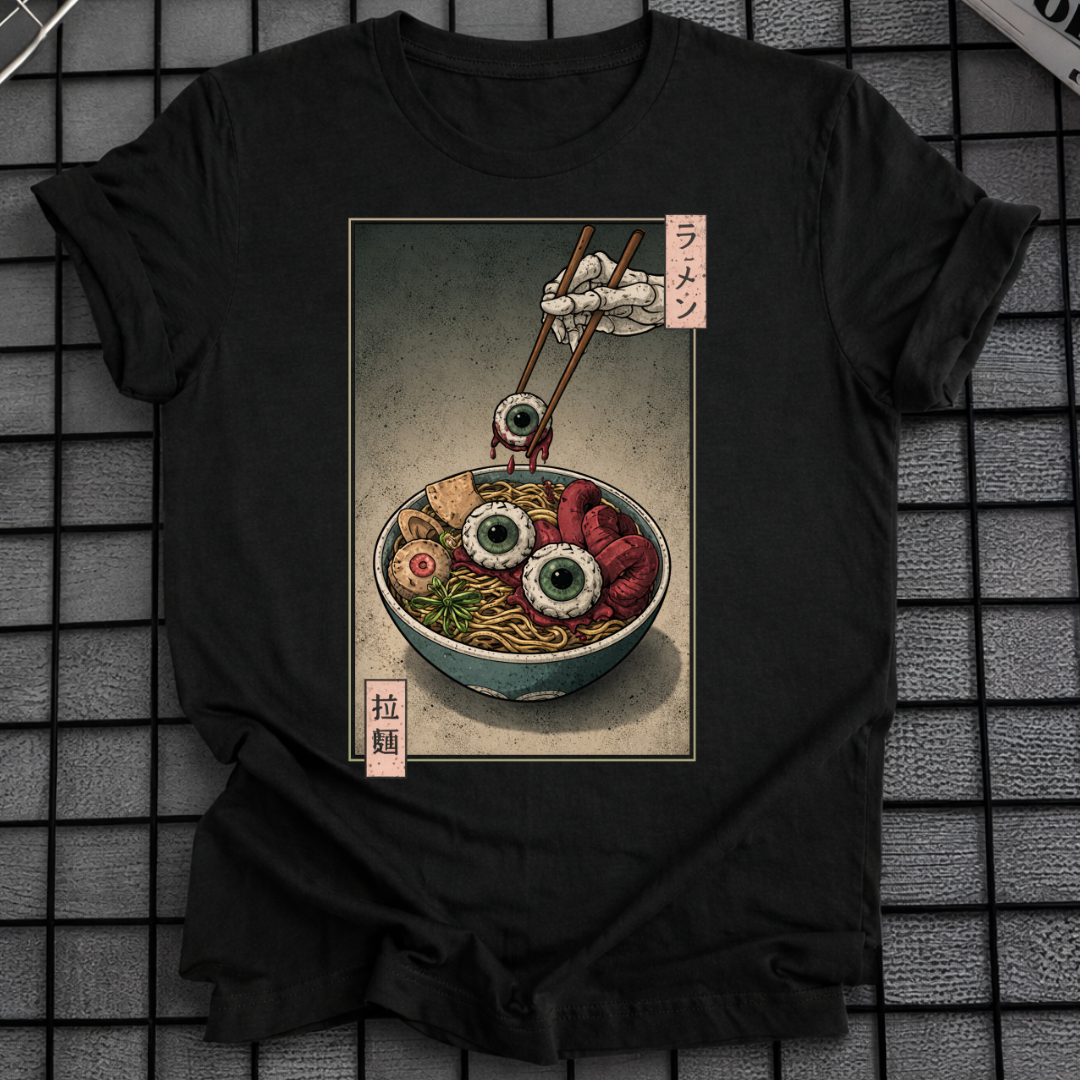 GRUSELIGES JAPANISCHES HORROR-NUDEL-T-SHIRT