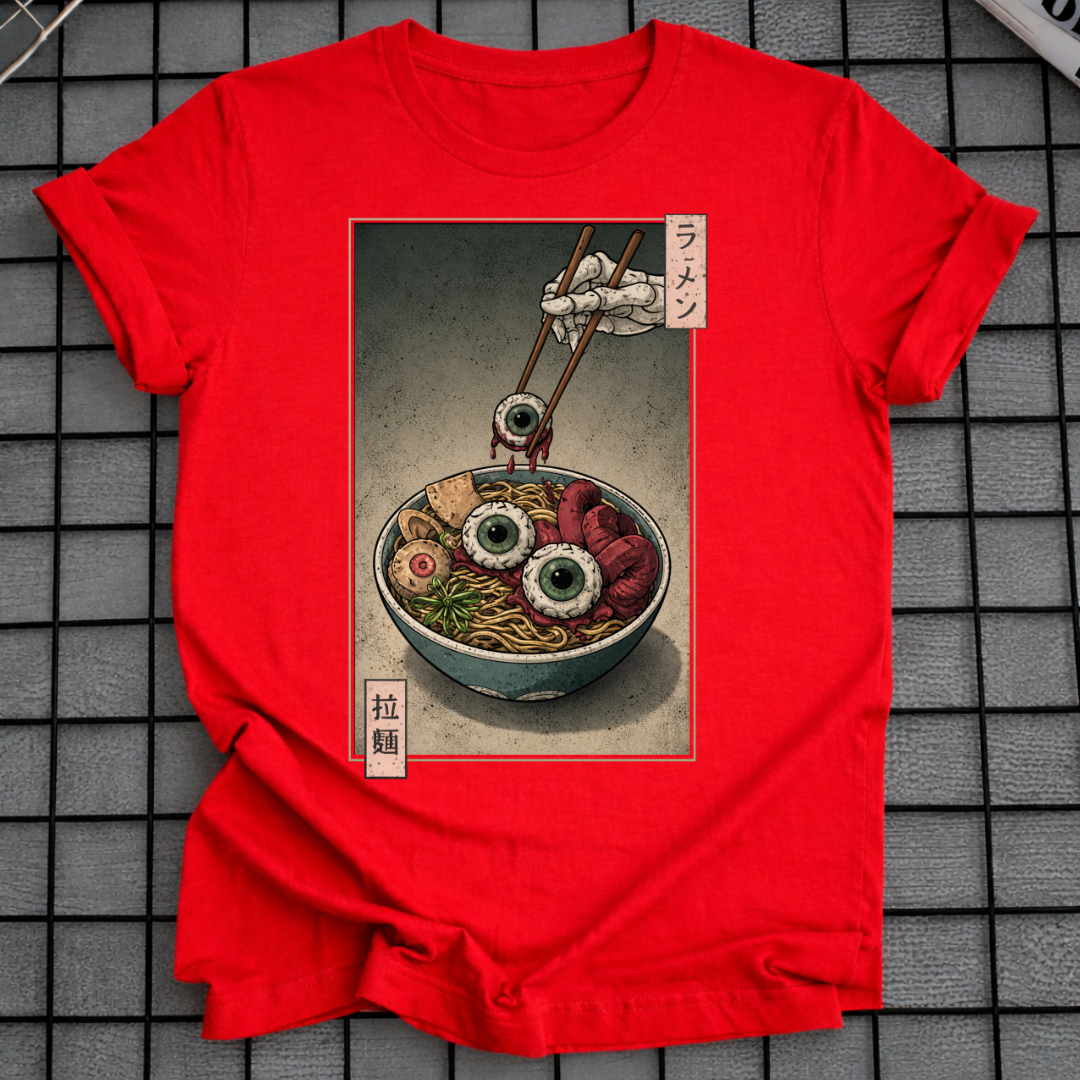 GRUSELIGES JAPANISCHES HORROR-NUDEL-T-SHIRT