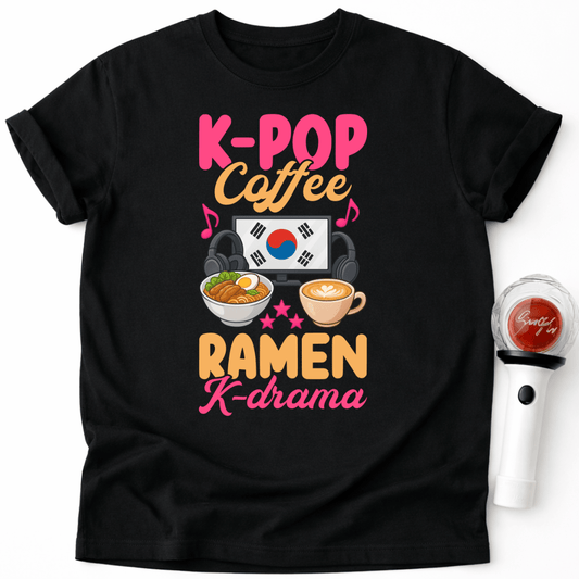 K-POP COFFEE RAMEN K-DRAMA T-SHIRT