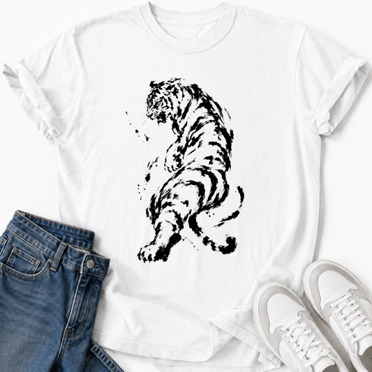 KOREAN TIGER INK BRUSH ART T-SHIRT