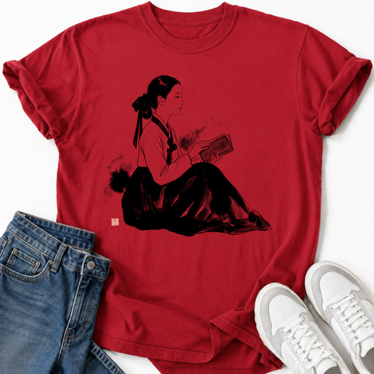 KOREAN HANBOK READING T-SHIRT