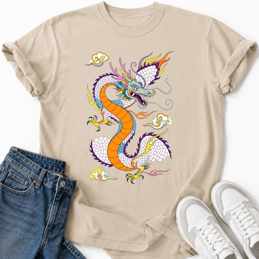 KOREAN DRAGON TRADITIONAL FOLK ART T-SHIRT