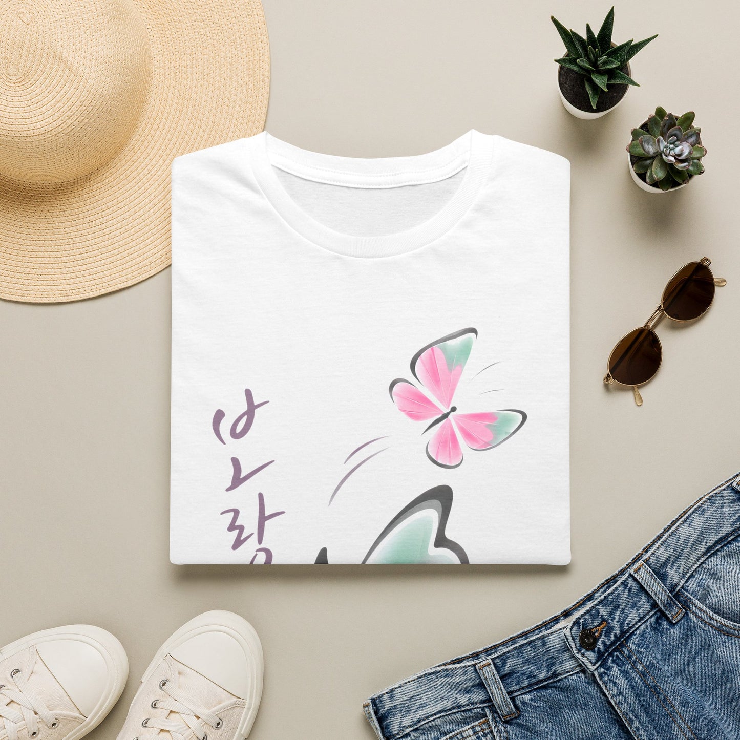 KOREAN SCRIPT BUTTERFLY T-SHIRT