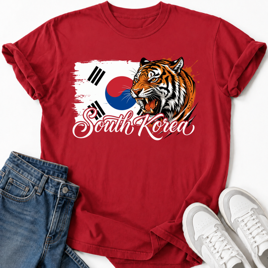 SOUTH KOREA FLAG TIGER T-SHIRT