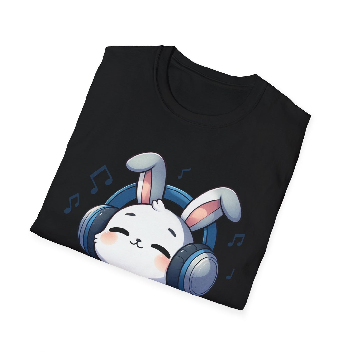 Cute Bunny Music Unisex Softstyle T-Shirt - Perfect Gift for Music Lovers