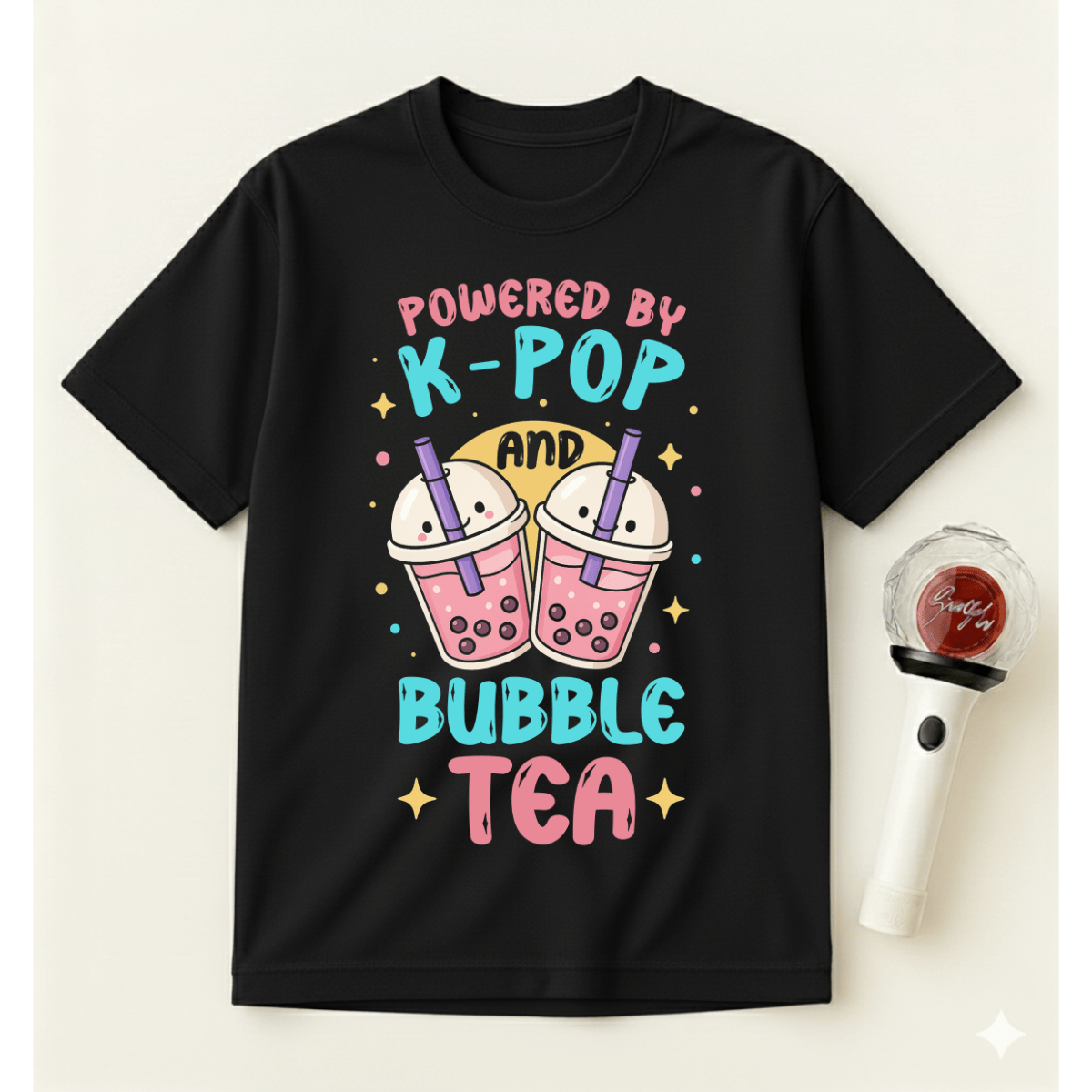 POWERED BY K-POP AND BUBLE TEA T-SHIRT