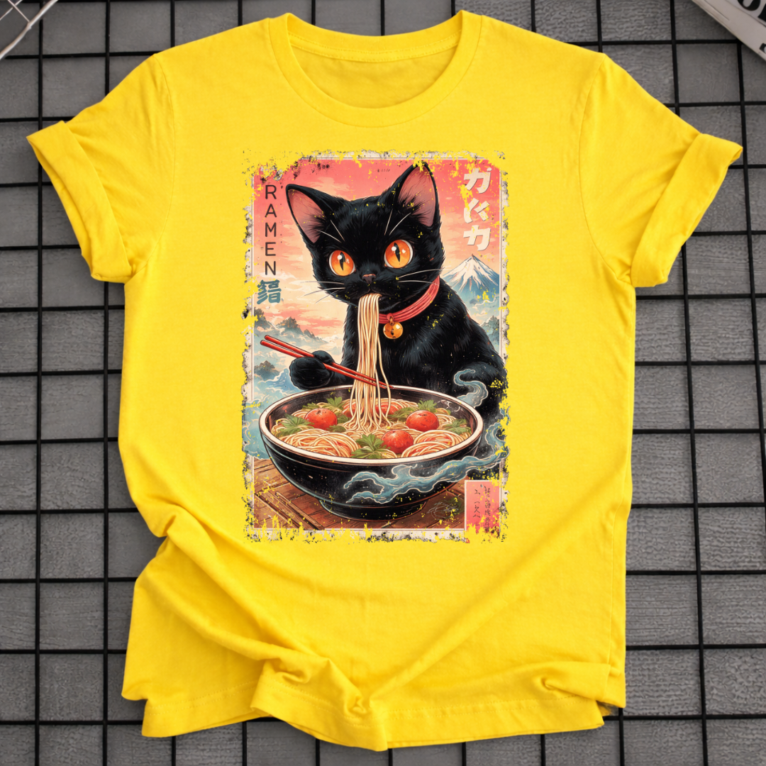 JAPANISCHES SCHWARZKATZEN-RAMEN-T-SHIRT