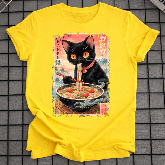 JAPANESE BLACK CAT RAMEN T-SHIRT