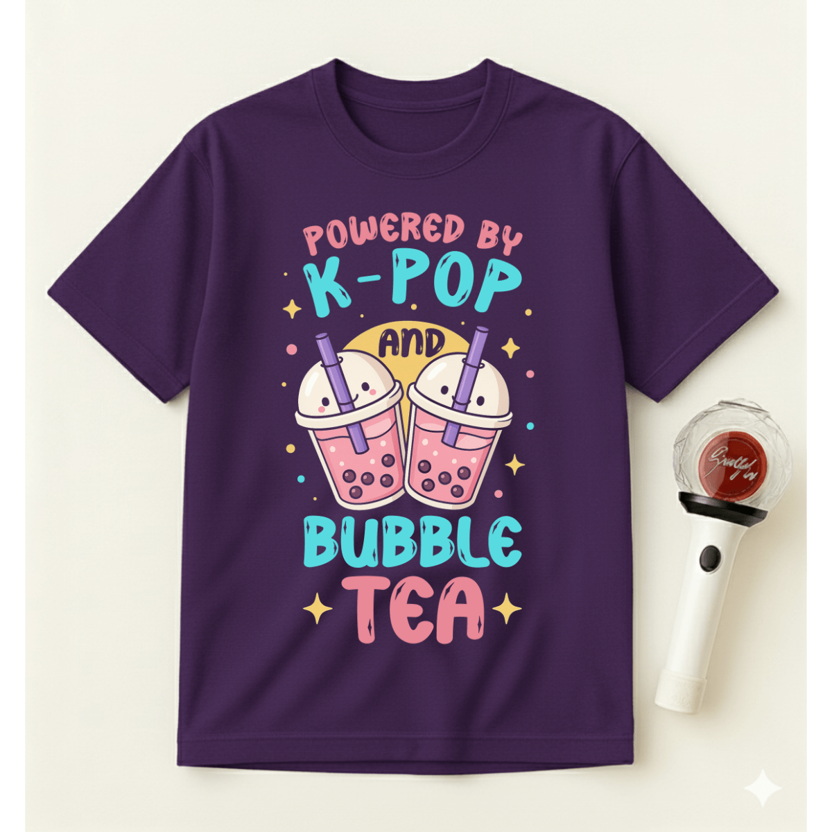 POWERED BY K-POP AND BUBLE TEA T-SHIRT