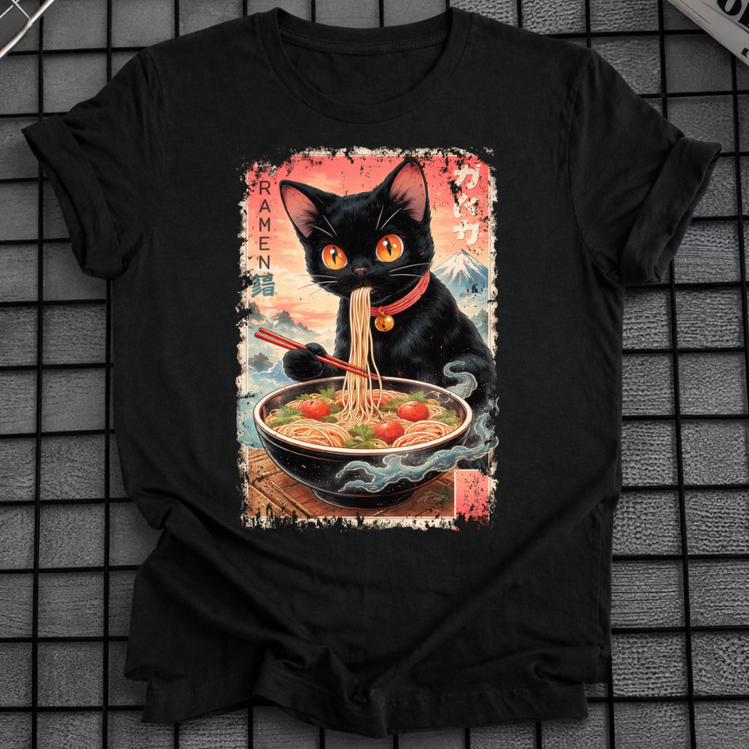 JAPANISCHES SCHWARZKATZEN-RAMEN-T-SHIRT