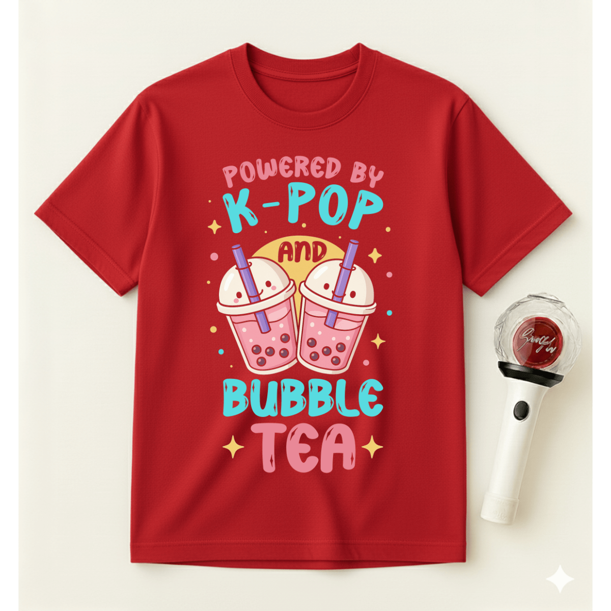POWERED BY K-POP AND BUBLE TEA T-SHIRT