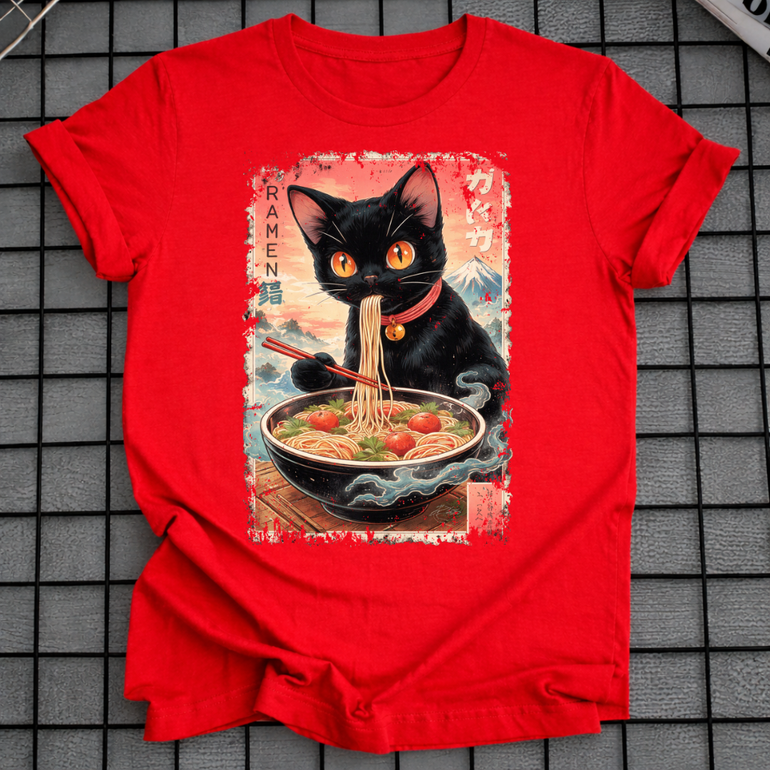 JAPANISCHES SCHWARZKATZEN-RAMEN-T-SHIRT